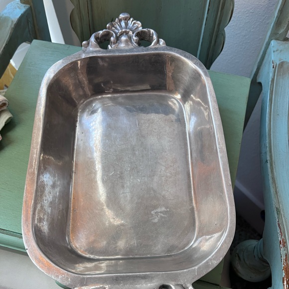 Vintage Pewter Serving Tray Ann Kary, Mexico, Rustic Dish, 1990's Decor - Picture 2 of 7